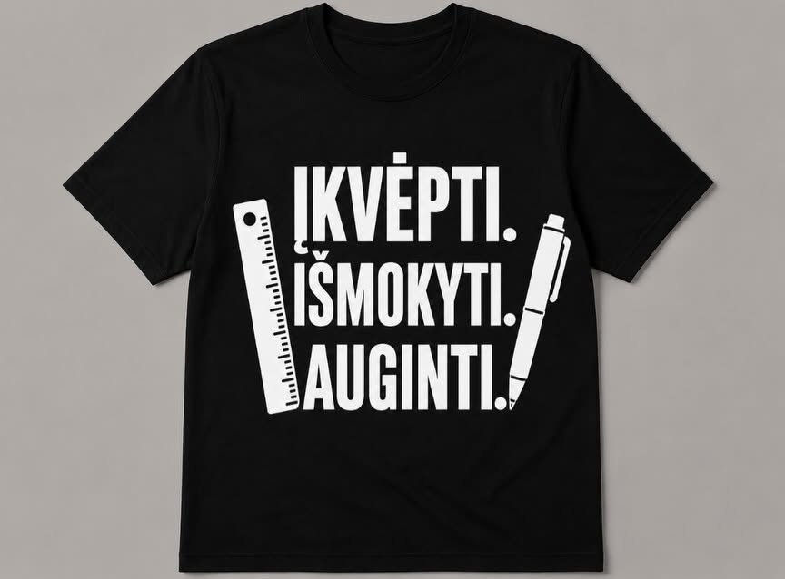 Marškinėliai „Įkvėpti. Išmokyti. Auginti.“