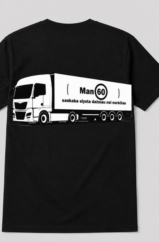 Marškinėliai „Man 60 – sankaba slysta dažniau nei norėčiau“