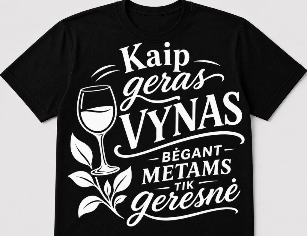 Marškinėliai „Geras vynas bėgant metams“