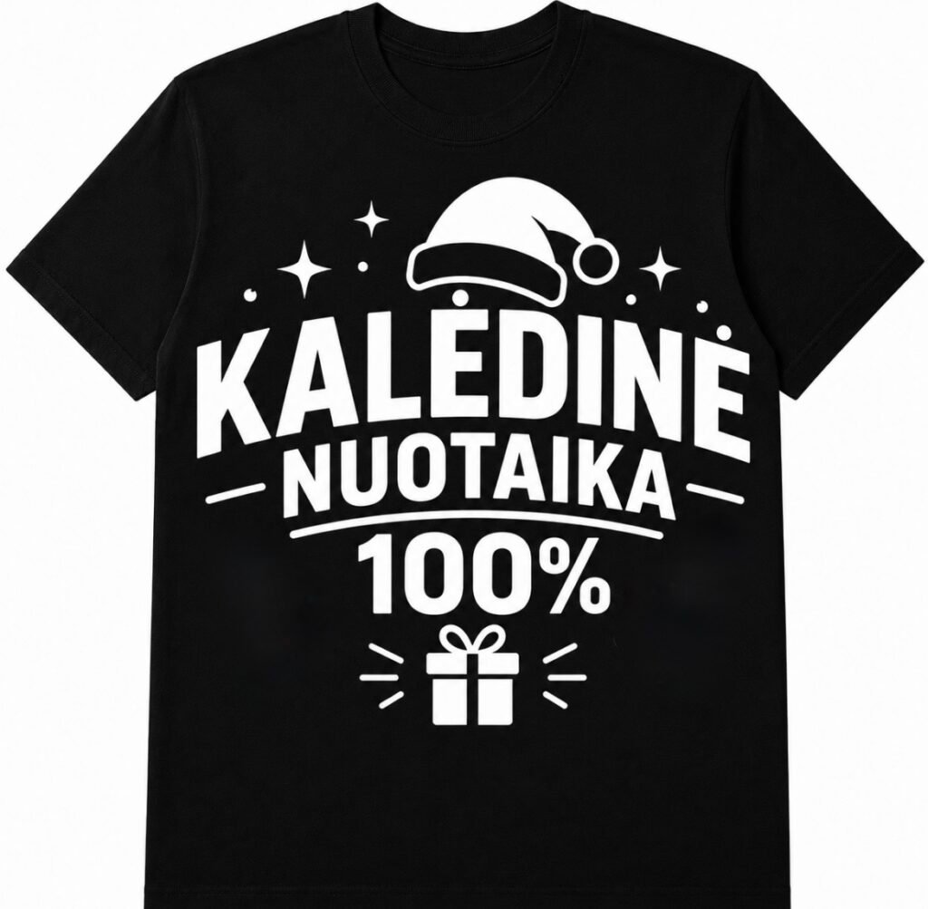 Marškinėliai „Kalėdinė nuotaika 100 %“