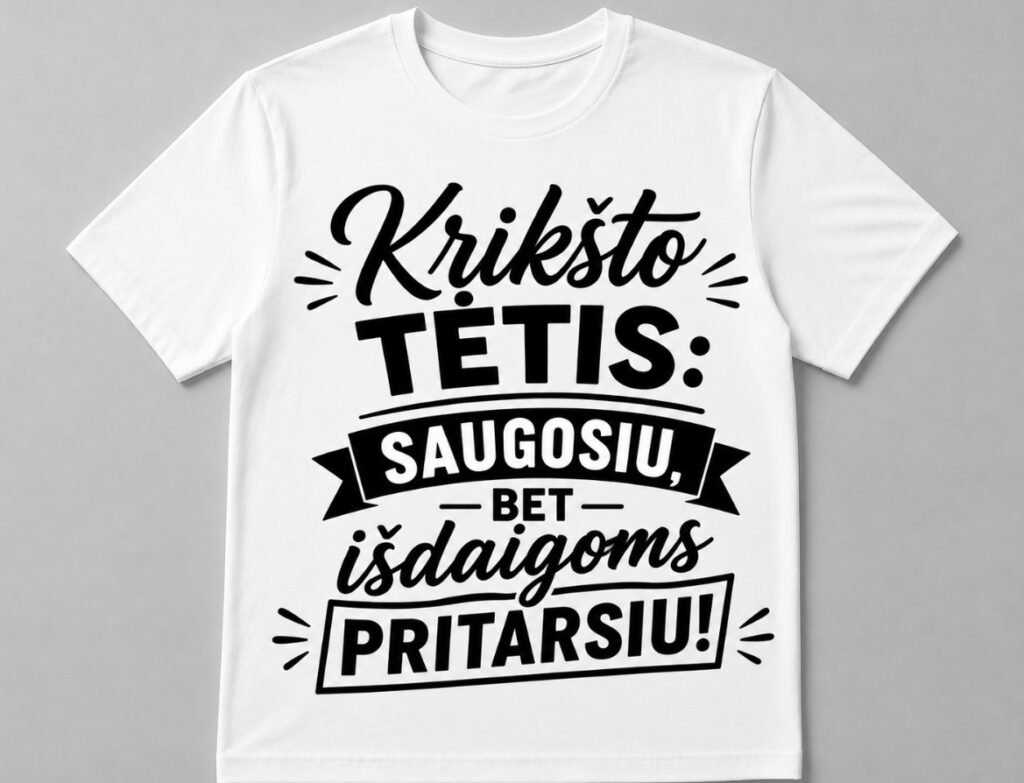 Marškinėliai „Krikšto tėtis: saugosiu, bet pritarsiu!“