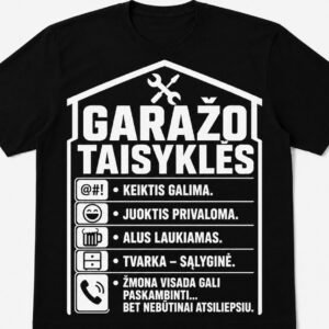 Marškinėliai „Garažo taisyklės“ – kitas dizainas