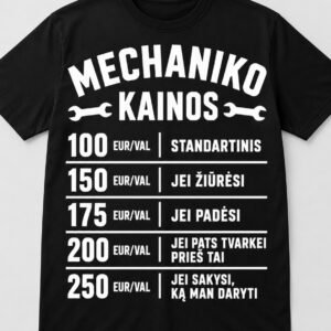Marškinėliai „Mechaniko kainoraštis“