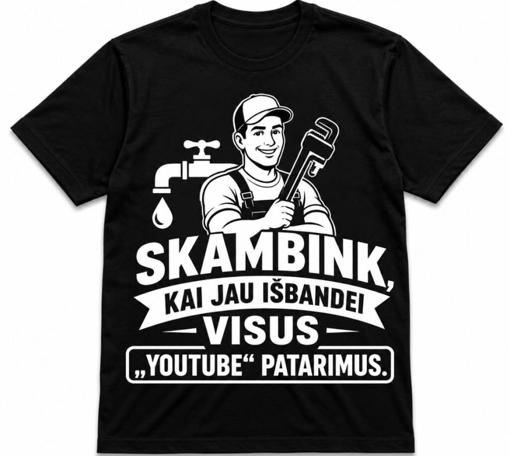 Marškinėliai „Kai jau išbandei visus YouTube patarimus“