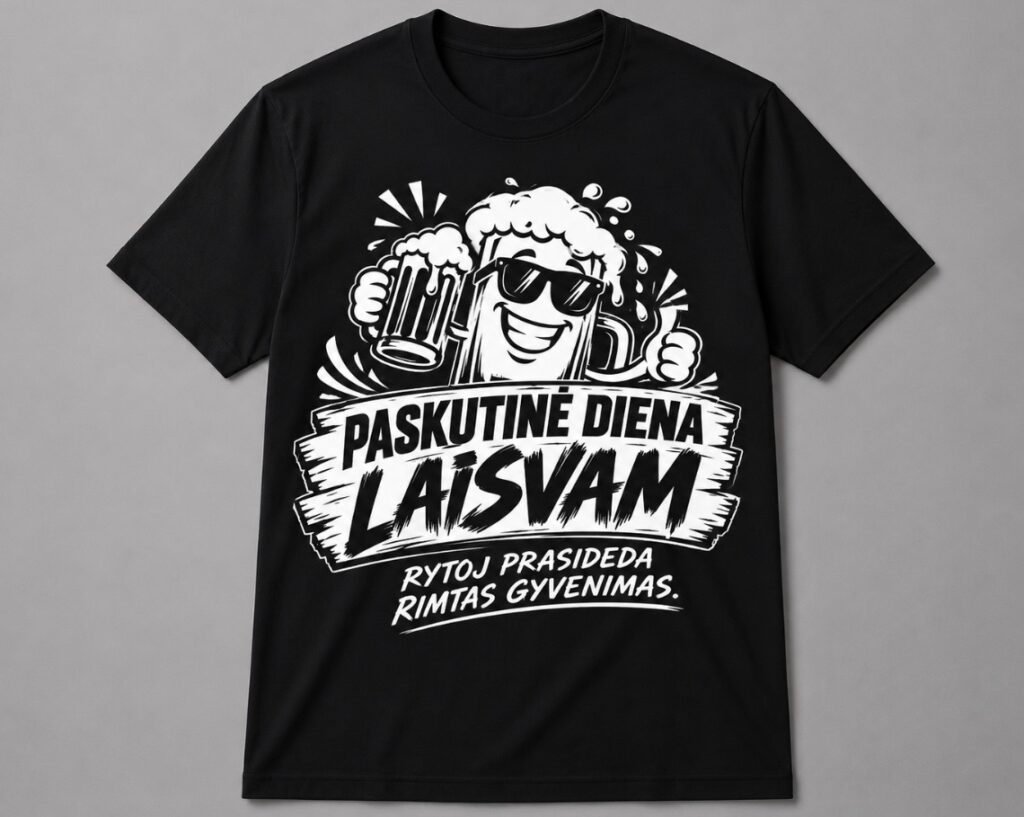 Marškinėliai „Paskutinė diena – rytoj prasideda rimtas gyvenimas“